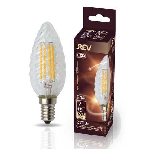 Лампа светодиодная REV FILAMENT свеча витая TC37 E14 7W, 2700K, DECO Premium, теплый свет в Tescoma